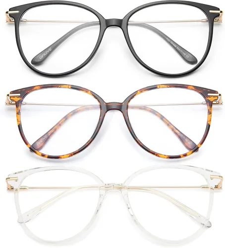 Vista 14 de Gaoye - Gafas de bloqueo de luz azul - Marcos redondos TR90 de moda, brazos de metal, protección UV400 - Estuche suave a juego * 1 marco negro