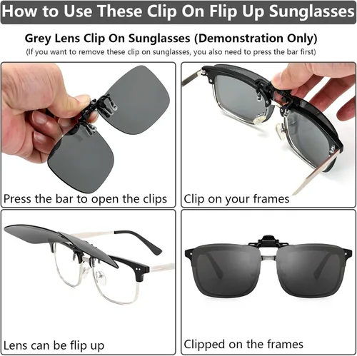 Vista 4 de CAXMAN Gafas de sol con clip no polarizadas sobre lentes recetados