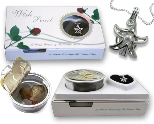 Vista 3 de Pearlina Wish Upon a Star - Juego de collar de plata de ley cultivada con perlas de deseos en ostras, 18 pulgadas, Perla