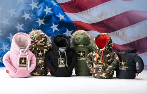 Vista 2 de Puffin - The Pahka Beverage Parka Enfriadores de latas y botellas aislados que mantienen fríos los refrescos y la cerveza Funda para Camuflaje