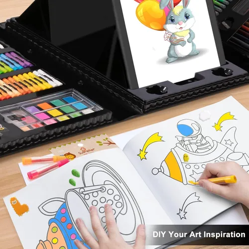 Vista 6 de Suministros de arte, paquete de 272 juegos de arte para niñas, niños, adolescentes, artistas, caja de arte de regalo de lujo con caballete triple