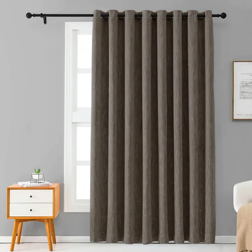 Vista 28 de Melodieux Elegantes cortinas opacas de algodón para oscurecer la habitación, para sala de estar, dormitorio, con aislamiento térmico, paneles