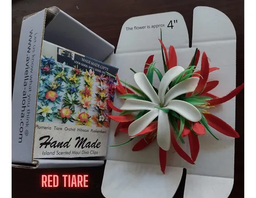 Vista 4 de Urban-n-Island - Tiare Luau hecho a mano, accesorios de flores hawaianas para el cabello, peine tropical para novias, playa, boda, diadema de flores