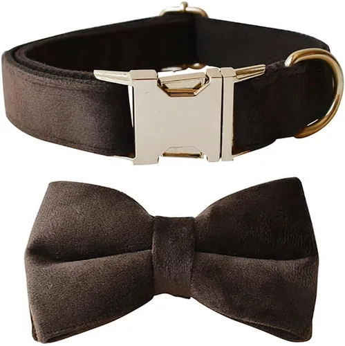 Vista 27 de Love Dream Collar de perro Bowtie de terciopelo, con hebilla de metal desmontable, suave, cómodo, ajustable, para perros pequeños, medianos