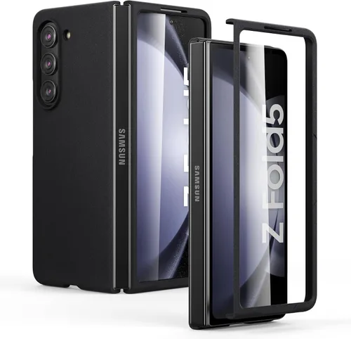 Vista 24 de Funda delgada para Galaxy Z Fold 5, [película de pantalla frontal dura transparente incorporada + parte trasera de policarbonato duro]