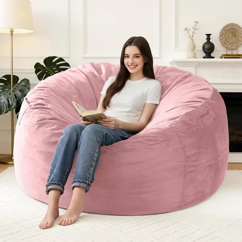 Vista 32 de Silla Puf de 2 Pies con Funda de Terciopelo Ultra Suave Sofá Puf con Espuma con Memoria Sillas Puf de Tamaño Grande Sofá Perezoso para Dormitorio