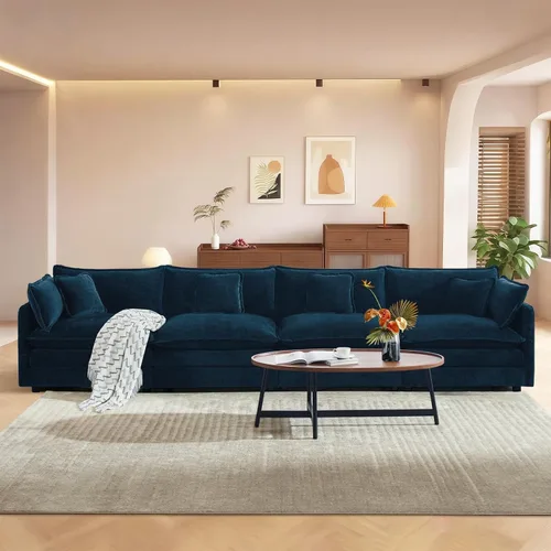 Vista 33 de Sofá seccional modular convertible de 76.7", sofás de dos plazas de chenilla con asiento profundo y cojines tipo loveseat para sala de estar, Beige