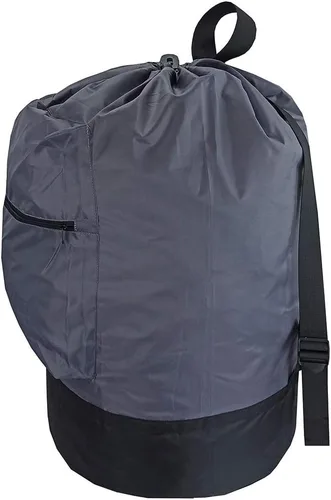 Vista 9 de Mochila lavable con bolsillo con cremallera, bolsa de ropa resistente, 2 correas de hombro ajustables fuertes con cierre de cordón para viajes