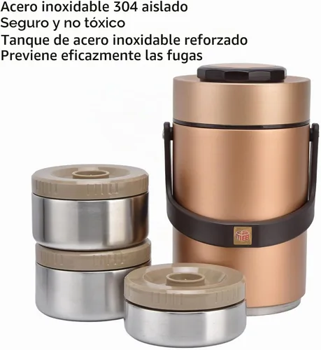 Vista 5 de Qiilu Termos para Comida Caliente 24 Horas 304 Acero Inoxidable 2.3L Termos Para Comida Caliente 24 Horas 304 Caja de almuerzo al vacío 3 capas