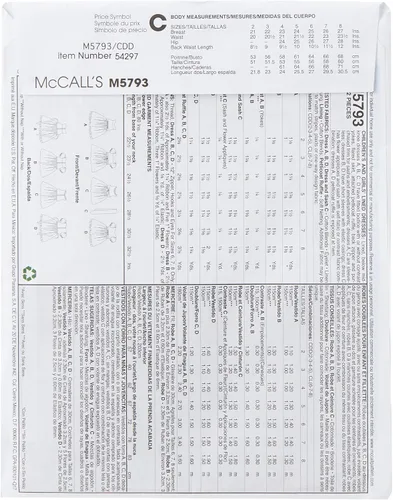 Vista 3 de McCall's Patterns M5793 Vestidos forrados para niños/niñas, talla CDD (2-3-4-5)