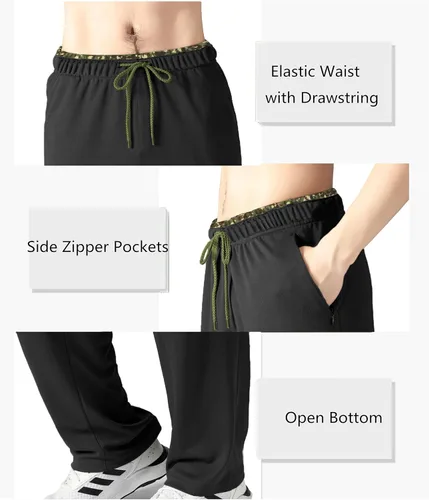 Vista 32 de Pantalones deportivos para hombre con bolsillos con cremallera, pantalones deportivos ligeros, pantalones de entrenamiento holgados atléticos