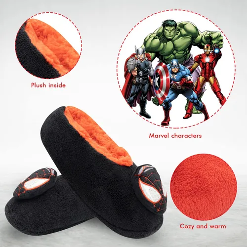 Vista 3 de Marvel Calcetines y pantuflas para niños con Spiderman, Capitán América, Iron Man y Vengadores, paquete de 2 y 3 unidades, pantuflas para niños