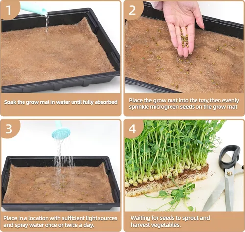 Vista 3 de U0U 10 alfombrillas de cultivo de yute para microverdes, alfombrillas de cultivo de cáñamo de 10 x 10 pulgadas para bandejas de cultivo
