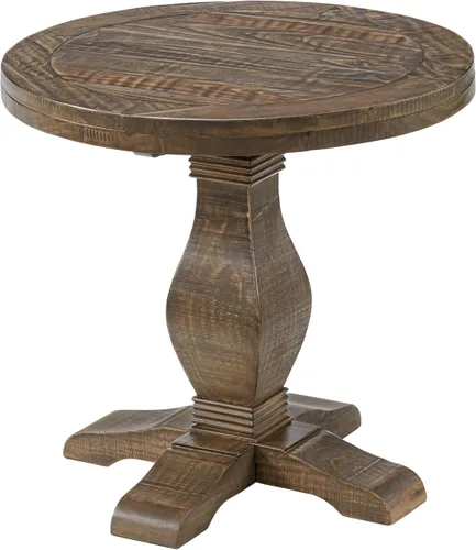 Vista 9 de Martin Svensson Home Napa - Mesa auxiliar con pedestal de madera maciza, color negro y madera flotante