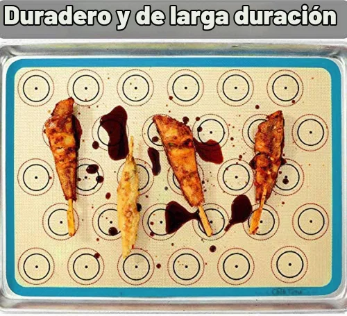 Vista 4 de Alfombrilla de silicona para hornear macarrones - Juego de 2 hojas antiadherentes de silicona para macarrones, forro para galletas