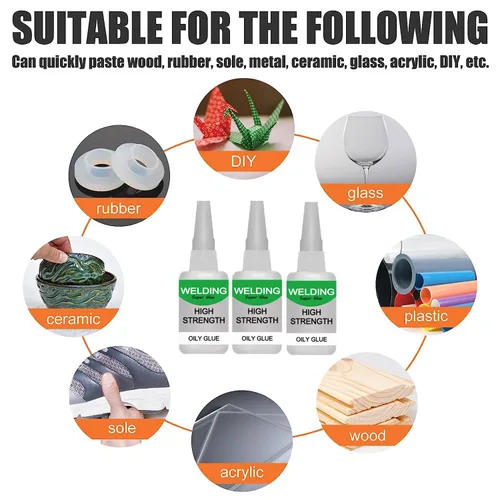 Vista 4 de 150ML Pegamento de alta resistencia aceitoso para soldar, pegamento multifuncional Jue-Fish, súper pegamento universal, unión instantánea, adhesión