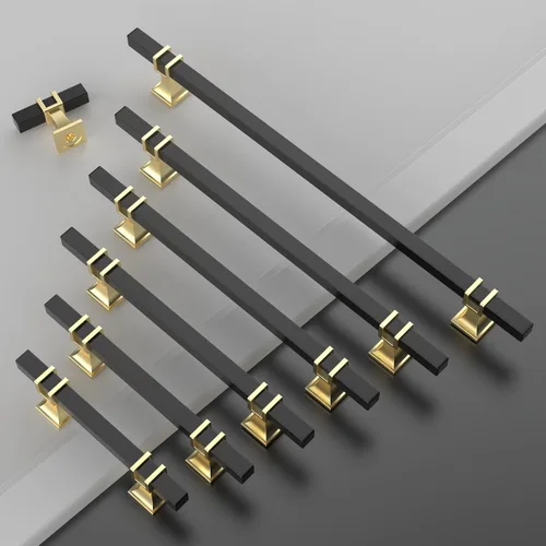 Vista 5 de Asidrama - Paquete de 10 manijas para alacena de 3 pulgadas (76mm) de color negro mate y dorado, tiradores para gabinete, accesorios para gabinete