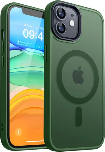 Vista 8 de CANSHN Compatible mate con iPhone 11 [Certificado de caída militar] Funda de teléfono con parte trasera translúcida, antihuellas - Negro helado