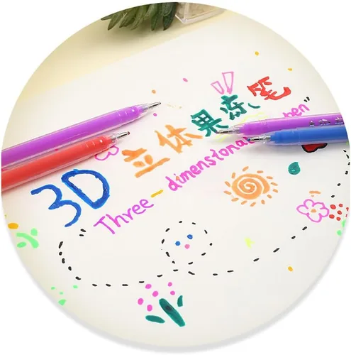 Vista 7 de Katutude Juego de bolígrafos de tinta de gelatina brillante 3D, paquete de 6 bolígrafos de gel fluorescentes con purpurina coloreada, bolígrafos