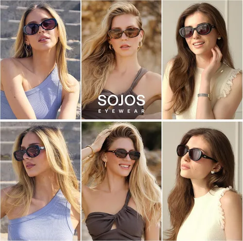 Vista 2 de SOJOS Gafas de sol polarizadas ovaladas retro para mujeres y hombres, estilo vintage de los años 90, inspirados en diseñadores, gafas de sol SJ2369