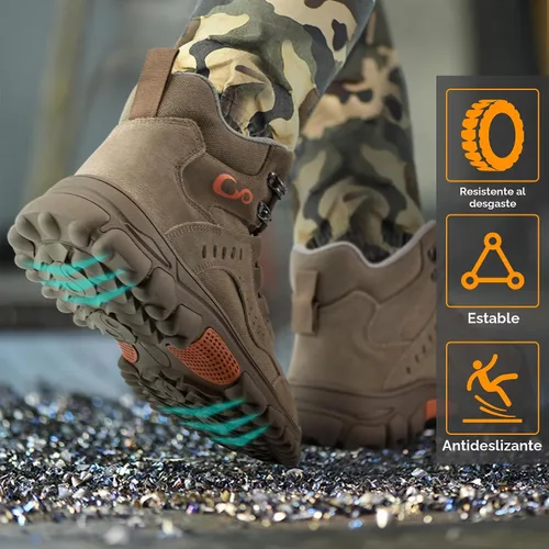 Vista 6 de Ablanczoom Botas de trabajo para hombre con puntera de acero – ASTM F2412-24 Calzado de construcción antideslizante cómodo, transpirable y duradero