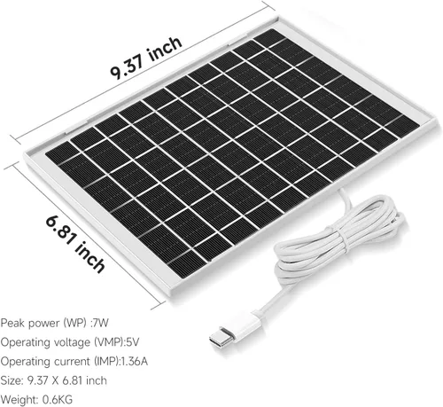 Vista 3 de Paquete de 2 cargadores de cámara de panel solar de 5 V 7 W para cámara SimpliSafe al aire libre y cámara de seguridad al aire libre Serie 2 Cable