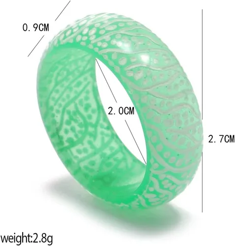Vista 2 de LIU JUN Anillo de orbe Venus para hombres y mujeres, anillos que brillan en la oscuridad, bonitos anillos de resina acrílica de brillo luminoso