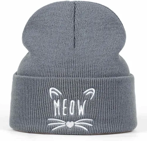 Vista 3 de Gorra de algodón bordado Skullies, sombrero de hip hop para niña, sombrero cálido de invierno Negro