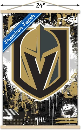 Vista 3 de Trends International NHL Vegas Golden Knights - Póster de pared con logotipo Maximalist 23, 22.37 x 34.00 pulgadas, paquete de impresión premium