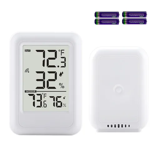 Vista 8 de Termómetro digital para interiores y exteriores, higrómetro, estación meteorológica inalámbrica, monitor de temperatura y humedad con sensor remoto