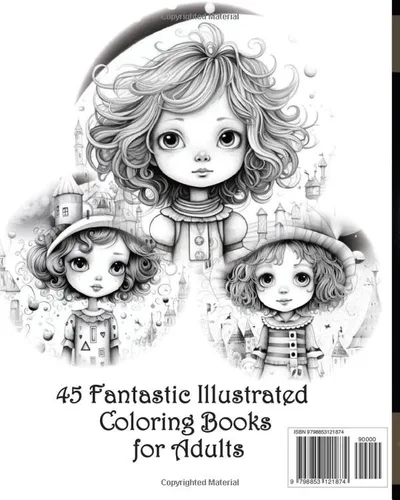 Vista 2 de Coloring book - Girl in the Fairy Tales - Grayscale 45 Fantastic Illustrated for Adults
