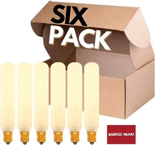 Vista 8 de Satco S3315 15W 120V T6 Frost E12 - Bombilla incandescente con base de candelabro (6 unidades)