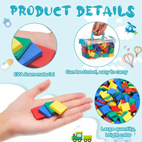 Vista 3 de Jexine 400 Pcs Foam Square Counters Color Tiles Square Color Sorting Tiles Math Counters Manipulatives, Sorting Toy, Counting, Learning, Classroom