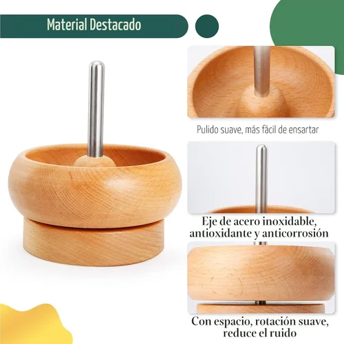 Vista 2 de Tilhumt Spinner de cuentas para hacer joyas, giratorio sin esfuerzo de madera con 2 agujas de cuentas de ojo grande y 3000 cuentas de semillas