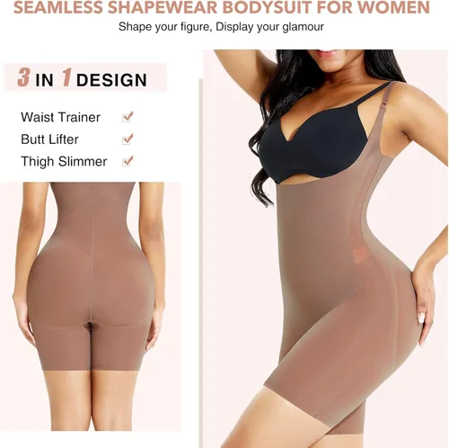 Vista 2 de Lover-Beauty Fajas Colombianas para mujer, con control de abdomen, sin costuras, talla grande, moldeador de cuerpo, busto abierto, levantamiento
