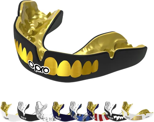 Vista 14 de OPRO Protector bucal instantáneo de ajuste personalizado, comodidad, protección y ajuste a nivel de dentista - Protector bucal moldeable para fútbol