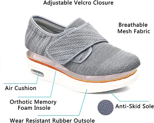 Vista 5 de Zapatos diabéticos para mujer, ancho extra ancho, malla transpirable, correa ajustable, tenis para caminar al aire libre, soporte para pies