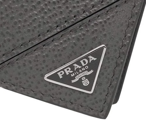 Vista 5 de Prada Orizzontale - Cartera de piel con logotipo de triángulo icónico Mercurio de micrograno gris 2MO513, Gris, Orizzontale