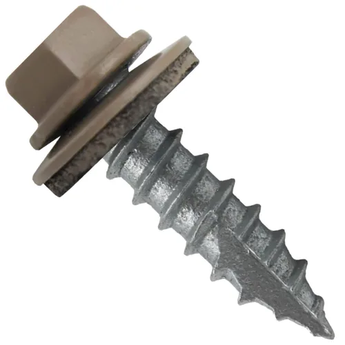 Vista 13 de TORNILLOS PARA TECHOS DE METAL #14: (250) Tornillos x 1" ABC GRIS Tornillo para techo de chapa metálica con cabeza hexagonal y arandela.