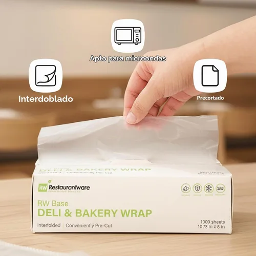 Vista 4 de Restaurantware Paquete de 1000 envolturas de plástico para alimentos, 10.75 x 8 pulgadas, precortadas, transparentes, desechables, para microondas