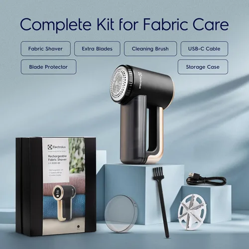 Vista 6 de Afeitadora de tela recargable Electrolux Removedor de pelusa de 3 velocidades para ropa y muebles Elimina la pelusa y las bolitas Afeitadora