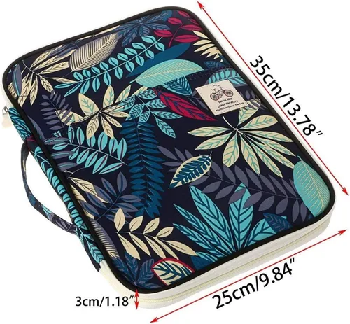 Vista 3 de JAKAGO Organizador de cartera de viaje impermeable A4, bolsa de documentos, bolsa multifuncional de viaje con cremallera para cuaderno, iPad, Azul