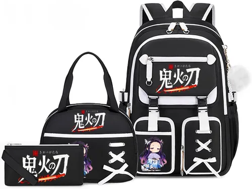 Vista 13 de Mochila de anime para niñas con puerto de carga USB 20L, mochila escolar para adolescentes, mochila grande para computadora portátil para viajes uso