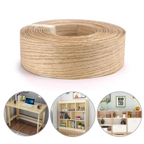 Vista 7 de Skelang Cinta de Chapa de Madera de Roble Rojo para Bordes Preengomada para Planchar con Adhesivo Termofusible Cinta de Bordes Flexible de Madera