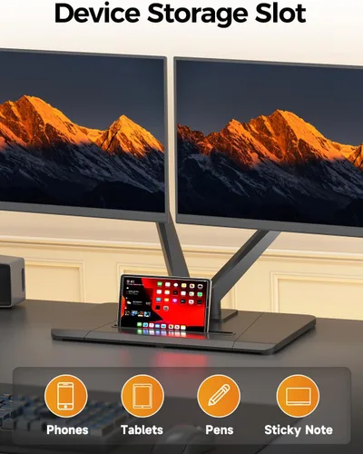 Vista 5 de Bracwiser Soporte de escritorio para monitor doble, brazo de monitor doble premium para dos pantallas de hasta 40 pulgadas, 26.45 libras, brazos