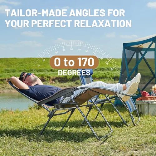 Vista 7 de Timber Ridge Oversized Zero Gravity Chair, Padded Reclining Lounge Chair with Adjustable Headrest & Cup Holder, Heavy Duty Support 350 lbs, Foldable