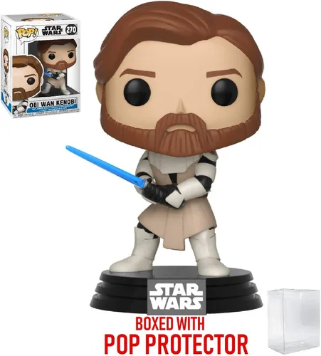 Vista 6 de Star Wars: Clone Wars - Obi Wan Kenobi Funko Pop! Figura de vinilo (incluye funda protectora compatible con Pop Box)