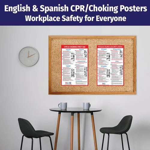 Vista 3 de ZOCO - Carteles de primeros auxilios de RCP y asfixia (paquete de 2, inglés y español) - Carteles laminados de cumplimiento de 12 x 18 pulgadas