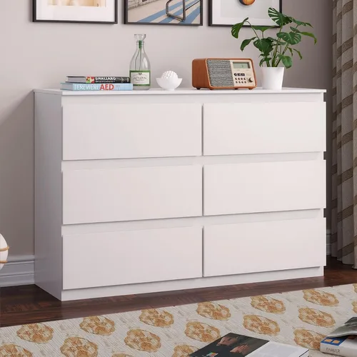 Vista 10 de Cómoda de 6 cajones para dormitorio, cómodas de madera de 47" de ancho, cómoda moderna con cajones para almacenamiento de ropa, organizador