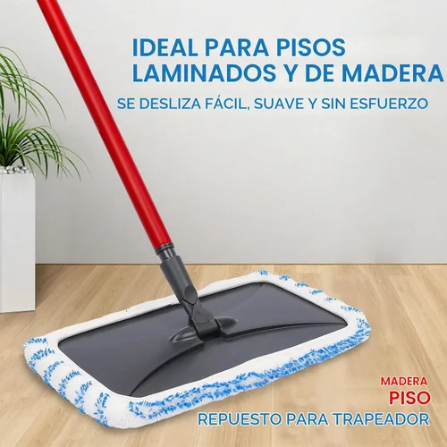 Vista 3 de Paquete de 2 almohadillas de microfibra reutilizables, compatibles con trapeador plano Oceda de 15 x 8 pulgadas, uso húmedo y seco, limpieza